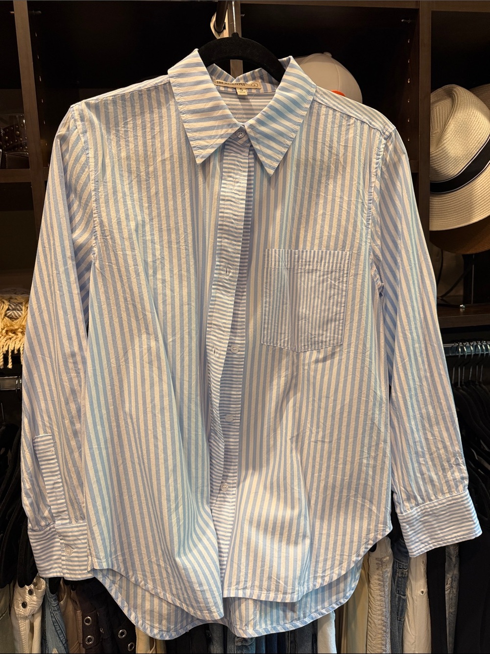 Blank NYC Blue and White Striped Men's Button-Down Shirt